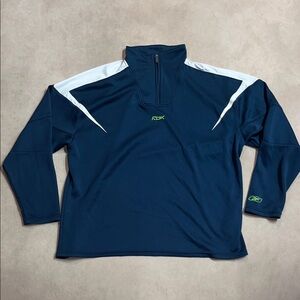 Vintage Reebok Blue and White Quarter Zip Pullover With Green Accents Seahawks